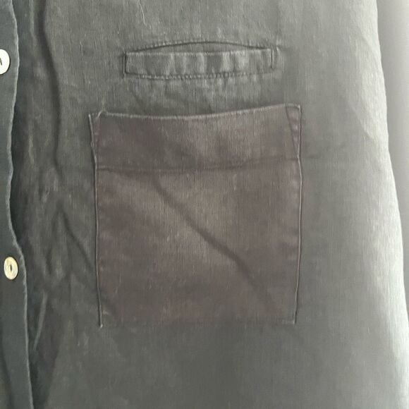 Women’s Blouse Top 100% linen 2X 3/4 sleeves Extra Large black button down - Picture 4 of 11